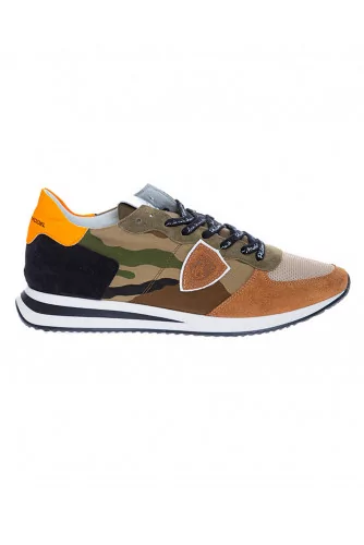 Tennis Philippe Model "Tropez X" camouflage-beige-kaki-noir-orange pour homme