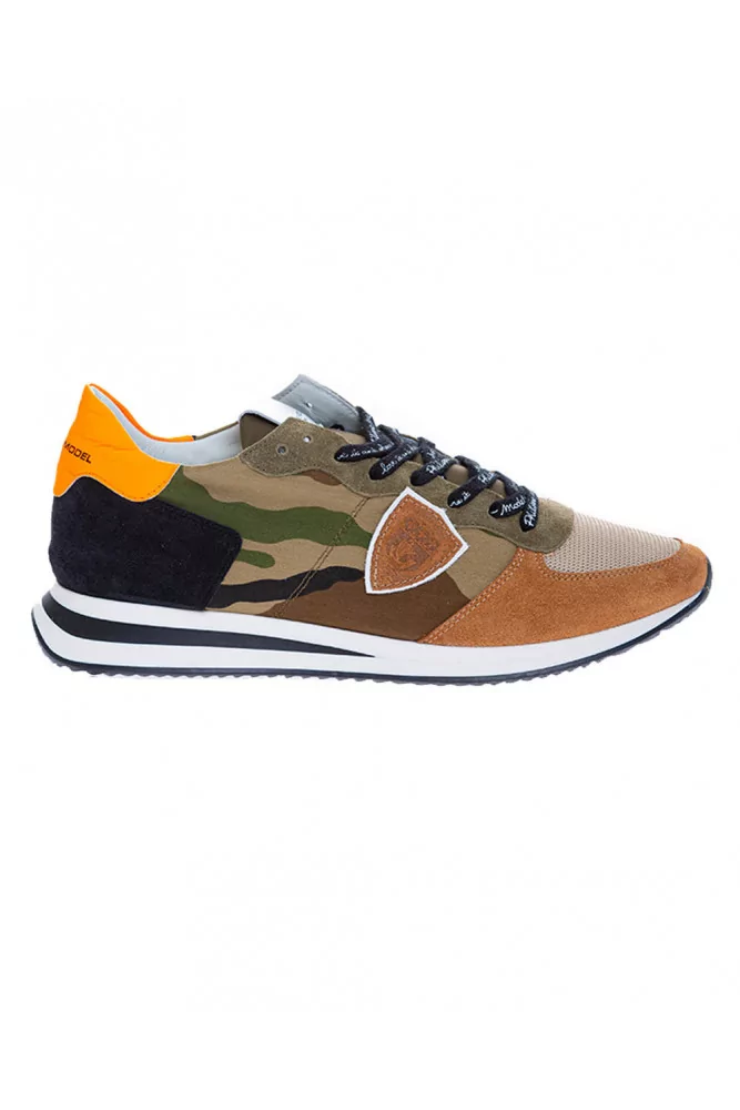 Tennis Philippe Model "Tropez X" camouflage-beige-kaki-noir-orange pour homme