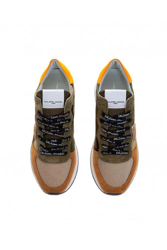 Tennis Philippe Model "Tropez X" camouflage-beige-kaki-noir-orange pour homme