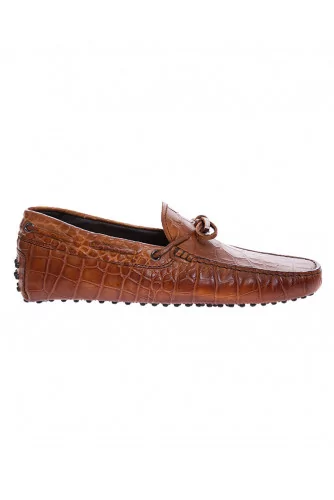 Lacetto Gommino - Leather moccasins with croco print