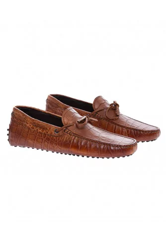 Lacetto Gommino - Leather moccasins with croco print