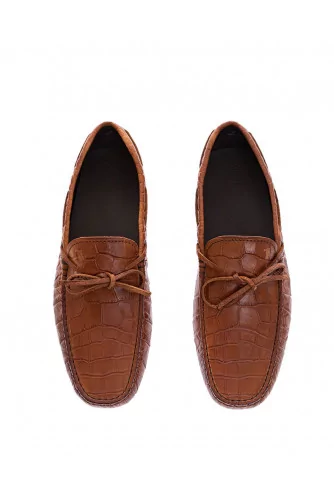 Lacetto Gommino - Leather moccasins with croco print