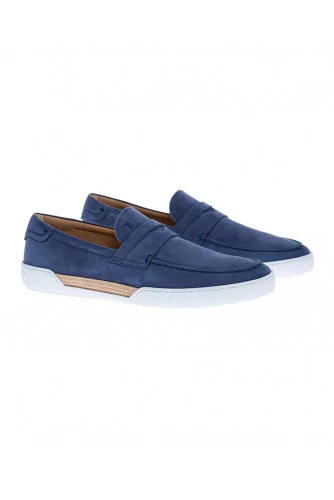 "Riviera" Mocassins en nubuck avec plateau surpiqué