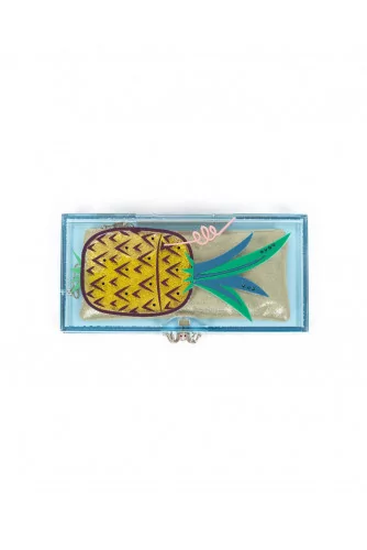 Minaudière Charlotte Olympia "Cocktail Ananas" Vert jaune