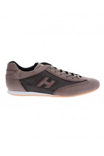 Olympia - Patina calf leather and nylon mesh sneakers