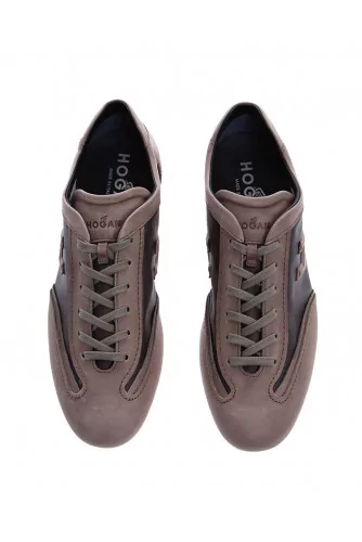 Olympia - Patina calf leather and nylon mesh sneakers