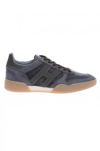 Retro Volley - Calf leather and nylon mesh sneakers