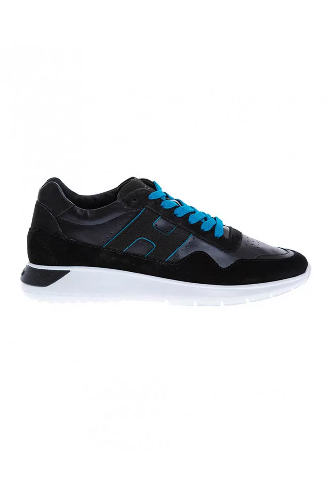 Hogan - I-Cube - Sneakers en cuir et nubuck avec lacets turquoise 45 5 1/2 noir