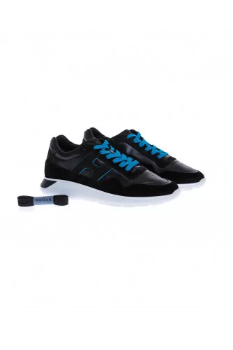 I-Cube - Calf leather and suede sneakers with blue laces 45
