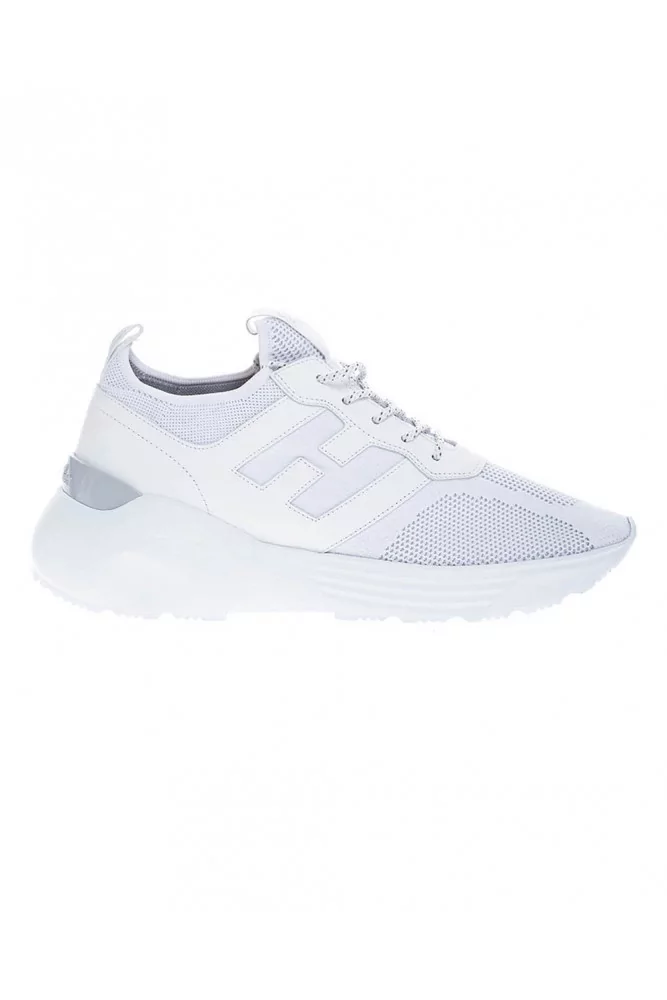 Hogan - Active One - Sneakers en veau et tissu stretch 50 6 1/2 blanc