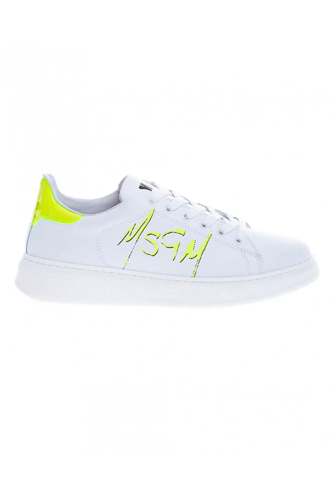 MSGM - Vinyl and leather sneakers with graffiti logo on sides, white ...