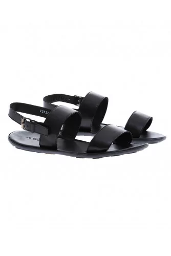 Lamb leather sandals with two strips