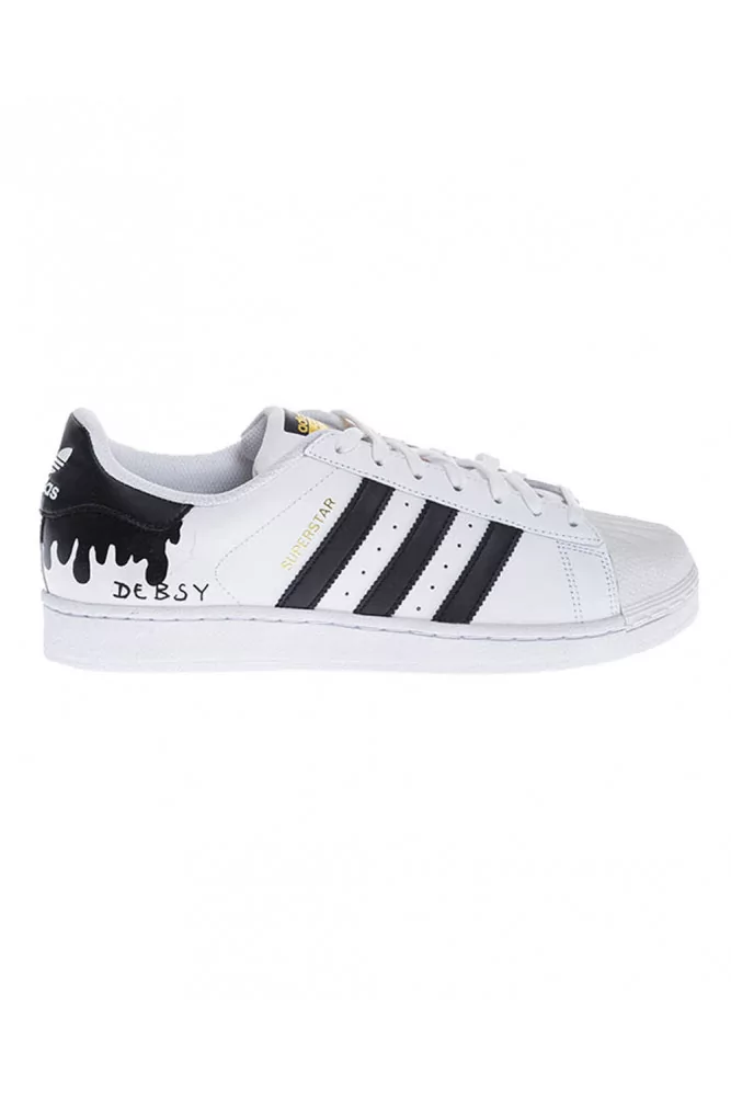 Flowing Black - Leather sneakers with hand painted design 41 blanc