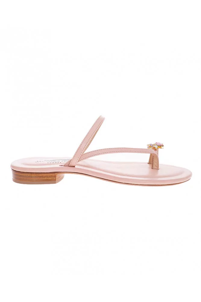 Jacques Loup - Mules en cuir avec papillon en strass 15 35 1/2 rose