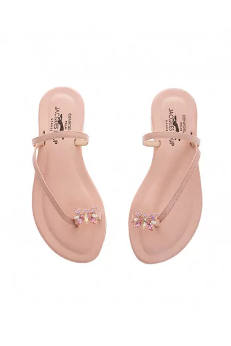 Leather toe thong sandals with decorative butterfly 15