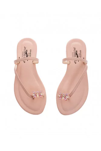 Mule Jacques Loup rose poudre avec brides asymétriqes pour femme