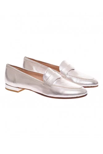 Mocassin Jacques Loup rose semelle cuir pour femme