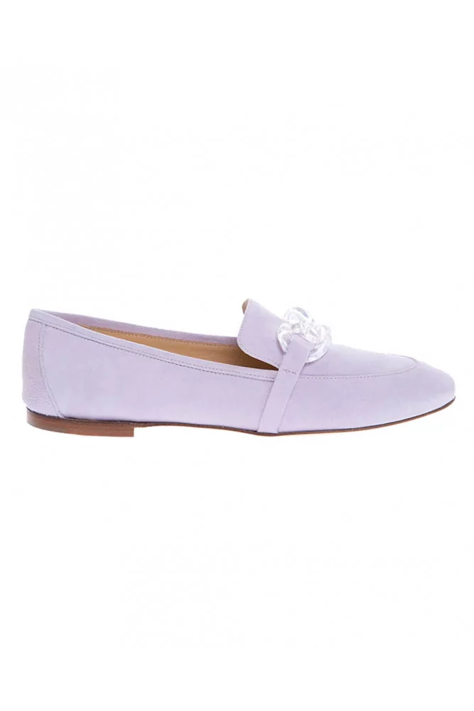 Jacques Loup - Mocassins en croûte de cuir avec mors transparent 36 mauve