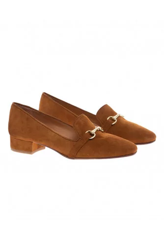 Mocassin Jacques Loup marron avec mors en métal or, tal.30 pour femme