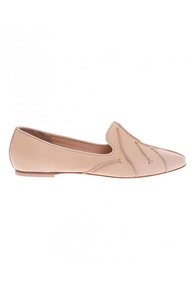 Anna Baiguera - Ballerines en cuir nappa patiné motif feuille 39 beige