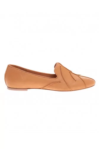 Patina natural leather ballerinas leaf seams