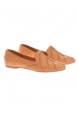 Patina natural leather ballerinas leaf seams