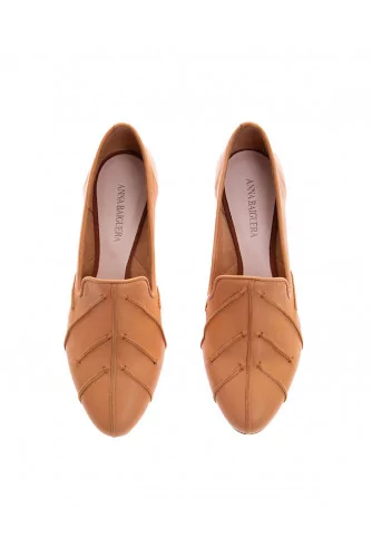 Patina natural leather ballerinas leaf seams