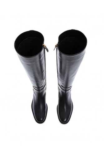 Soft calf leather high boots with metallic buckle 25