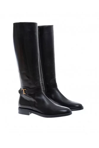 Soft calf leather high boots with metallic buckle 25