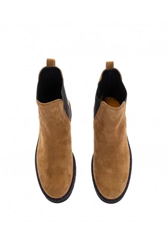 Beatle - Split leather low boots with oversized outer sole