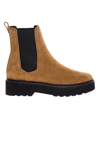 Beatle - Bottines en croûte de cuir semelle oversized