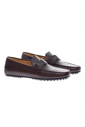 Mocassin Tod's marron avec patte + T acier brossé pour homme