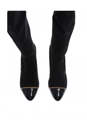 Valerie - Patent leather boots with golden chain 60