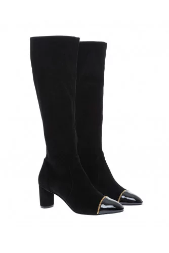 Valerie - Patent leather boots with golden chain 60