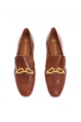 Mocassin Tory Burch marron avec mors or pour femme