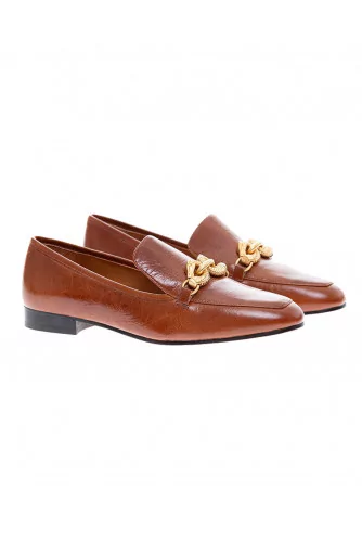 Mocassin Tory Burch marron avec mors or pour femme