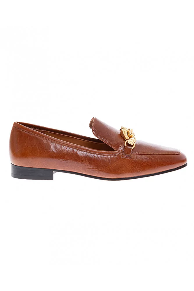 Mocassin Tory Burch marron avec mors or pour femme