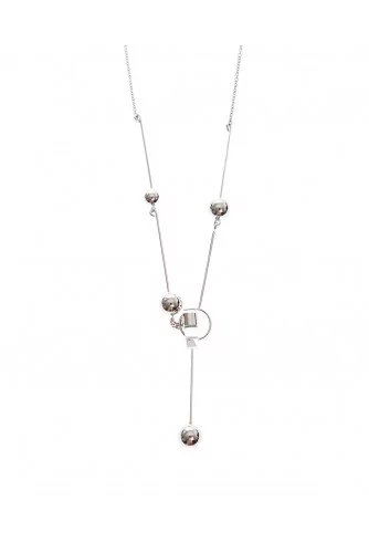 Collier chaîne Marni argent avec boules en métal, résine transparent