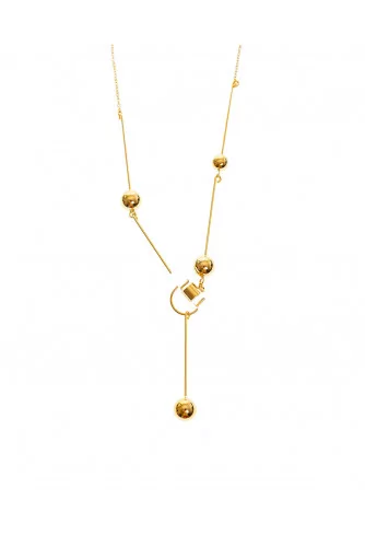 Collier chaîne Marni gold avec boules métal, résine transparent