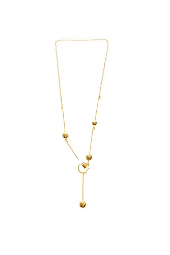 Collier chaîne Marni gold avec boules métal, résine transparent