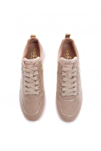 Active One - Metallic split leather sneakers with stitched border 50