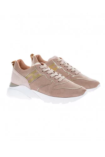 Active One - Metallic split leather sneakers with stitched border 50