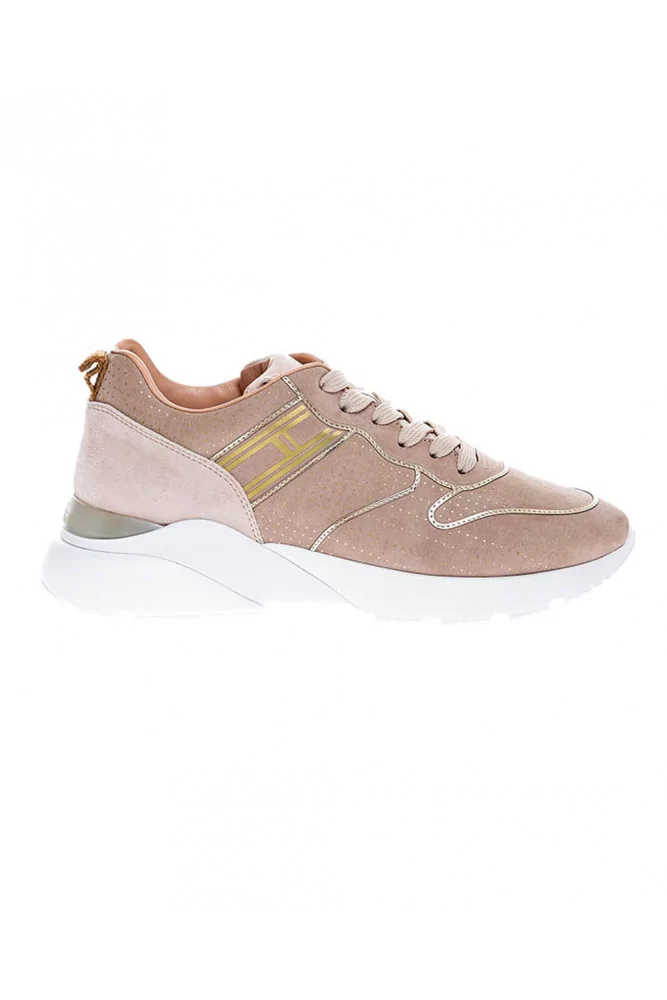 Hogan - Active One - Sneakers en croûte de cuir métallisé avec liseré doré 50 36 beige