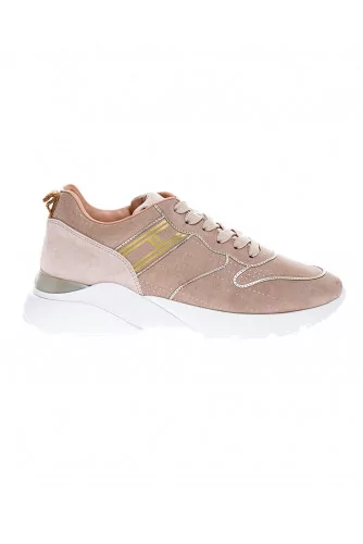 Active One - Metallic split leather sneakers with stitched border 50