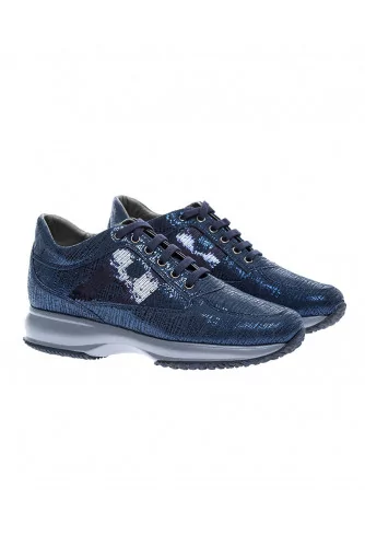 Tennis Hogan "Interactive" bleu marine H paillettes pour femme