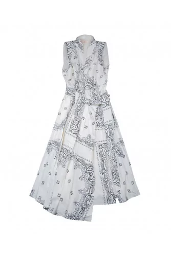 Cotton poplin wrap dress with bandana print