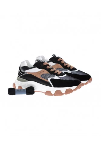 Sneaker Hogan noir-rosé-zèbre multi découpes pour femme