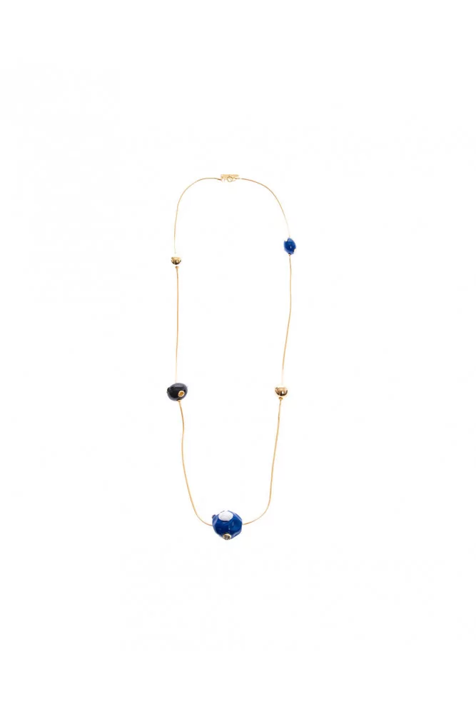 Long gold plated chain necklace with resin balls