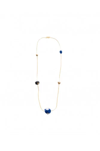 Long gold plated chain necklace with resin balls