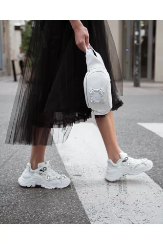 Achat Billy calf leather sneakers with crystal-embellished and oversized outer sole - Jacques-loup